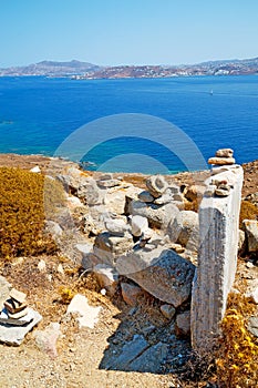 sea in delos greece old ruin site