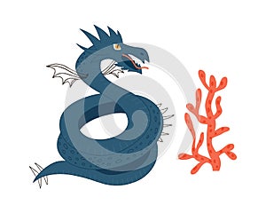 Sea Dragon.Cartoon animal character. Vector illustration isolated on white background