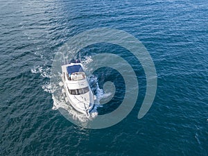 Sea emergency service motor boat rescue team isolated in ocean Ð¼