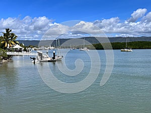 The sea entry to Crystalbrook marina in Port Douglas in the tropical far north Queensland Australia