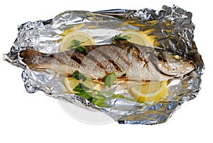 Sea fish cocked in a wrapper