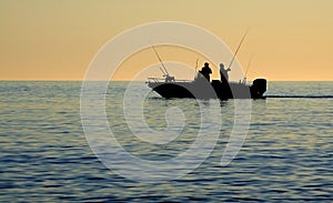Sea fishermen silhouette