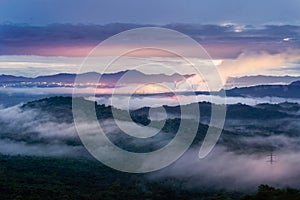 Sea of fog and coal-fired power plant