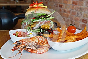 Sea food Burger with shrimps