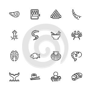 Sea Food - Flat Vector Icons