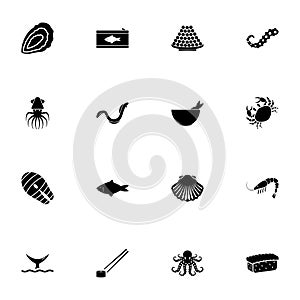 Sea Food icon - Expand to any size - Change to any colour. Perfect Flat Vector Contains such Icons as oyster, crab