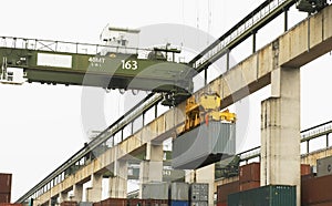 Sea freight cargo container yard