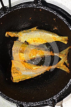 sea fried fish with spice and oil