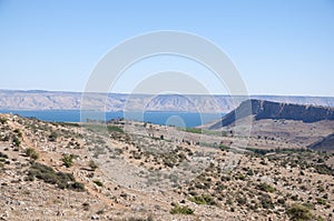 Sea of Galilee with Arbel cliff