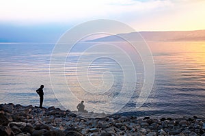 Sea of Galilee, in the evening. photo