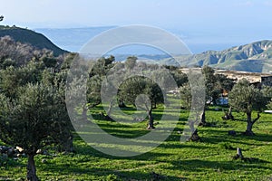 The sea of Galilee and the Golan heights on the border between Israel, Siria and Jordan