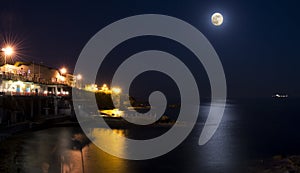 The sea of Genoa Quarto in the moonlight