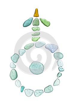Sea glass mosaic - Uranus astrological symbol