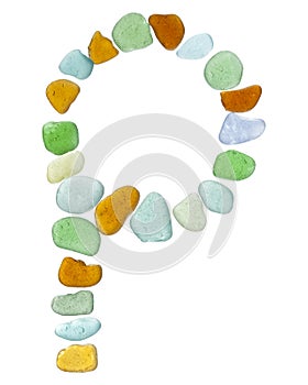 Sea glass peices on white