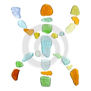 Sea glass peices on white