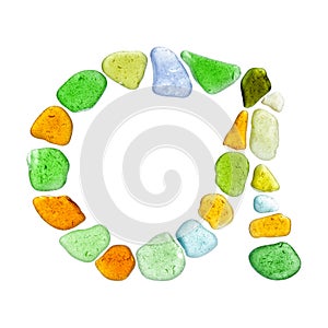 Sea glass peices on white