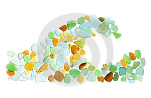 Sea glass peices on white