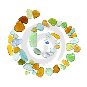 Sea glass peices on white