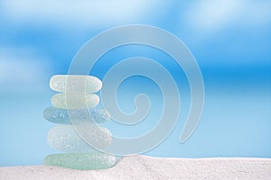 Sea glass seaglass with ocean , beach and seascape