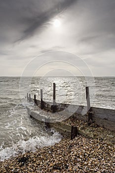 Sea groyne at Lee on the Solent UK photo