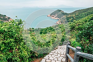 Tung Wan Tsai Coral Beach and hiking trail road in Cheung Chau island, Hong Kong
