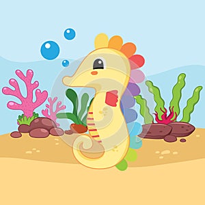 Sea horse background vector design