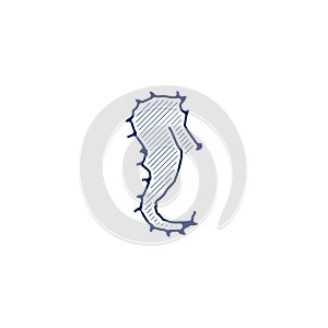 Sea Horse line icon. Sea Horse linear hand drawn pen style line icon