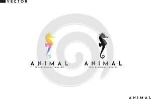 Sea horse logo. Cute animal
