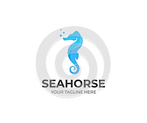 Sea horse logo template. Sealife vector design