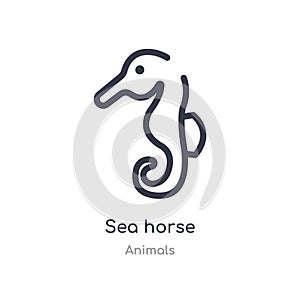 sea horse outline icon. isolated line vector illustration from animals collection. editable thin stroke sea horse icon on white