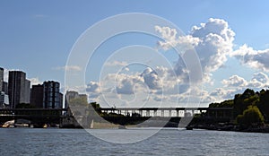 Sea Horse shaped clouds on top of Pont de Bir-Hakeim, Siene river, Paris