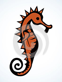 Sea Horse. Vector drawing. Sea fish