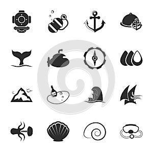 Sea 16 icons universal set for web and mobile
