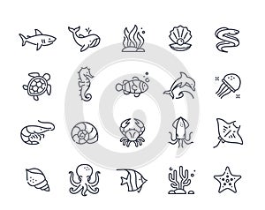 Sea inhabitants icons