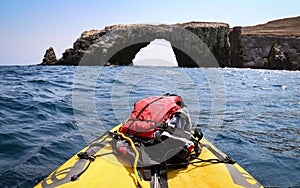 Sea kayaking at Anacapa Island; Channel Islands National Park, California