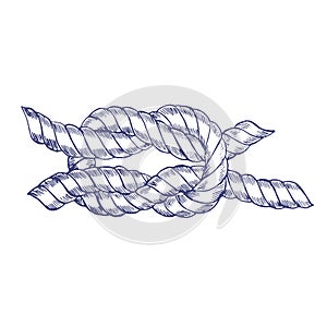 Sea Knot Rope Hand Draw Sketch. Vector