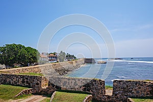 Sea lagoon, a scenic peninsula and the sunset view from the fortress of Galle Sri Lanka