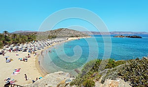 Sea lagoon and Vai sandy beach at the eastern part of Crete island near Sitia town