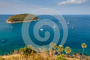 Sea landscape, the boat, the coast, wave