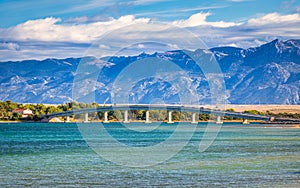 Sea landscape, bridge to Vir island and the Velebit mountain