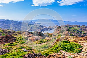 Sea landscape with Cap de Creus, natural park. Eastern point of Spain, Girona province, Catalonia. Famous tourist destination in