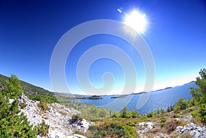 Sea landscape with islands - fish eye photo