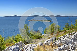 Sea landscape with islands and mountains