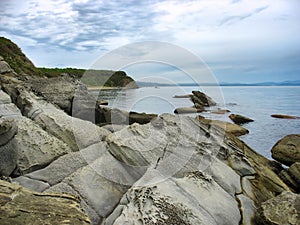 Sea landscape with a rocky shore