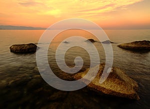 Sea landscape at sunset photo