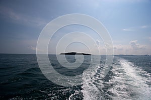 Sea landscape view from boat while heading to Koh Lan Island, Pattaya, Chonburi, Thailand