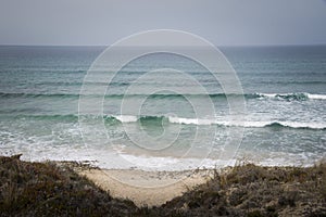 Sea landscape of waves coming ashore