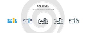 Sea level icon in different style vector illustration. two colored and black sea level vector icons designed in filled, outline,