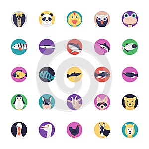 Sea Life and Animals Flat Icons Pack