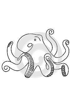 Sea life black and white lineart drawing illustration